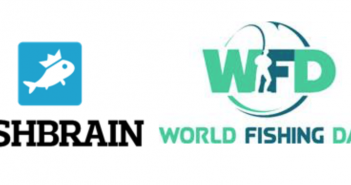 Two logos with the words world fishing day and fishbrain.