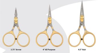 Three pairs of scissors with different sizes.