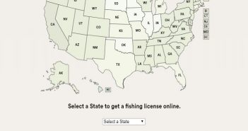 A map with the words get a fishing license online.