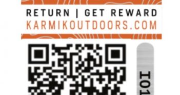 A qr code with the words return i get reward for karmikoutdoors com.