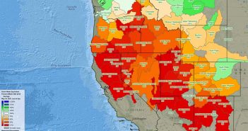 A map showing the amount of water in the united states.