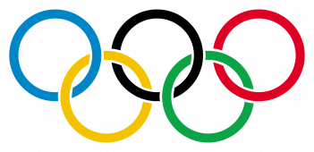 The olympic rings on a black background.