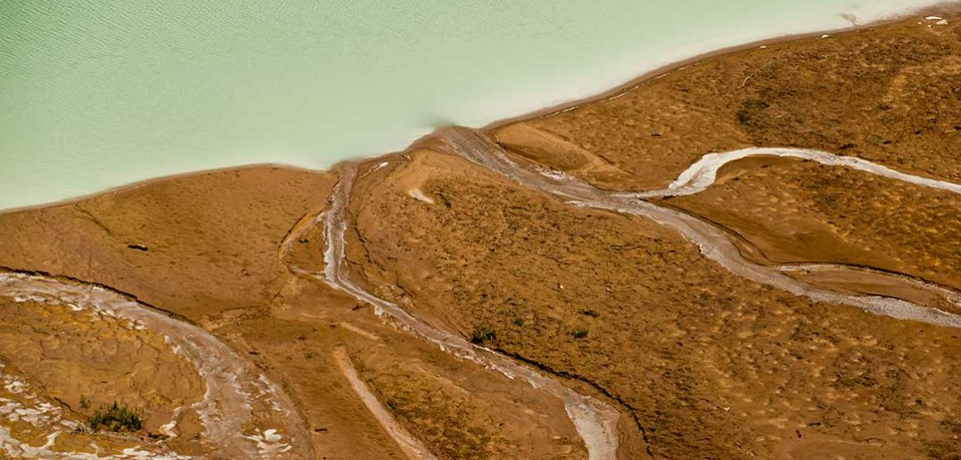 An aerial view of the dead sea.