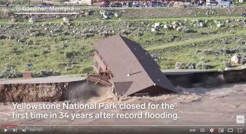 A house is flooded in yellowstone national park.