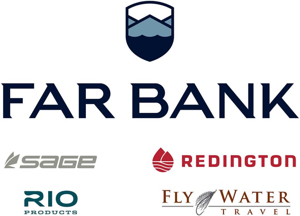 Logos of far bank and its subsidiary brands: sage, redington, rio products, and fly water travel.