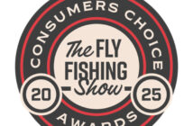 Logo for the 2025 Consumer Choice Awards for The Fly Fishing Show, featuring circular design elements and bold text.