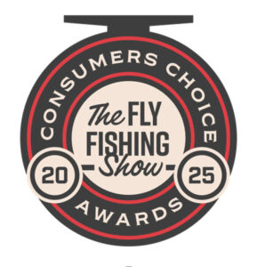 Logo for the 2025 Consumer Choice Awards for The Fly Fishing Show, featuring circular design elements and bold text.