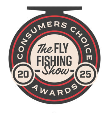 Logo for the 2025 Consumer Choice Awards for The Fly Fishing Show, featuring circular design elements and bold text.